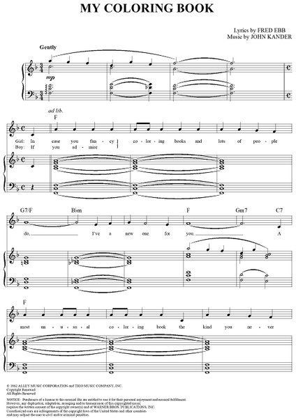 My coloring bookquot sheet music by barbra streisand for pianovocalchords