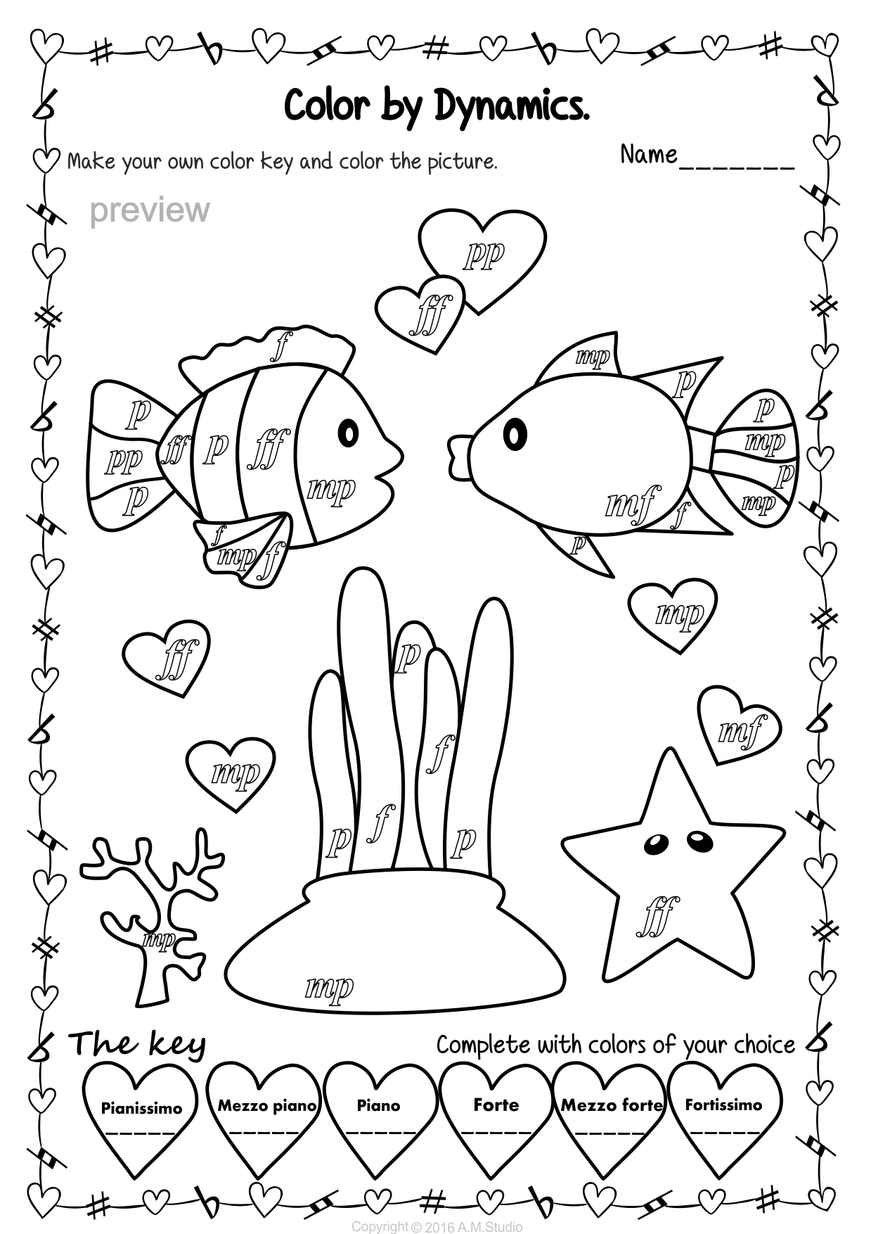 Valentines day music coloring pages color by dynamics atividades de coordenaãão motora sala de aula de mãºsica ensinar mãºsica