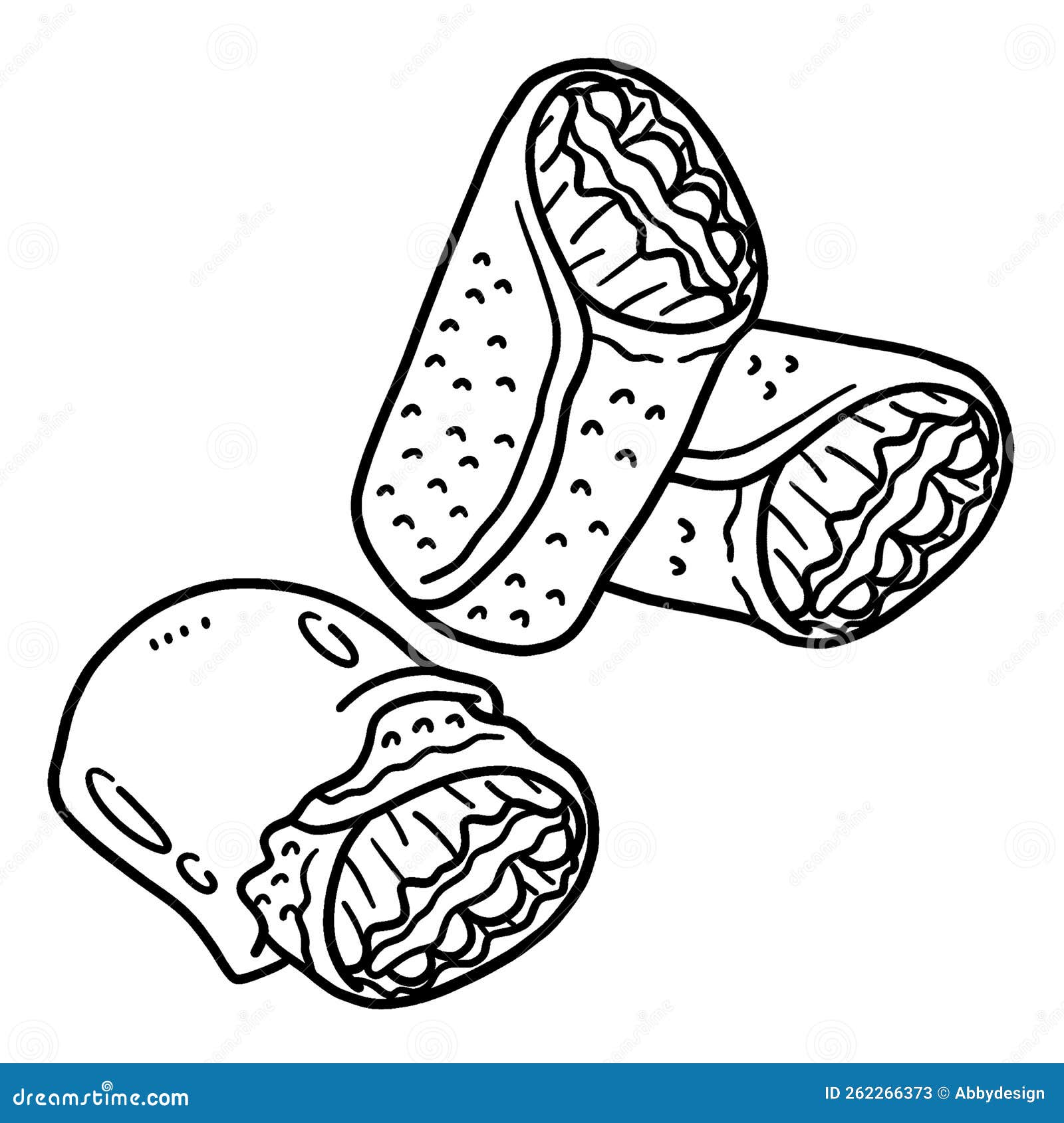 Cinco de mayo tacos and burrito isolated coloring stock vector