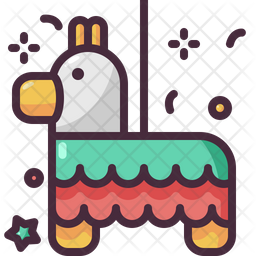Donkey pinata colored outline icons