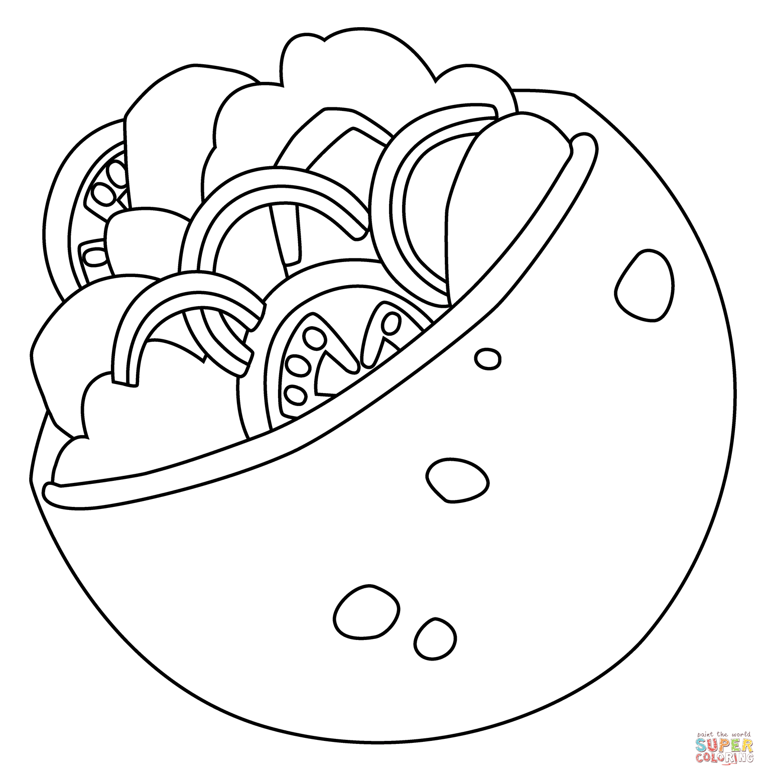 Stuffed flatbread emoji coloring page free printable coloring pages
