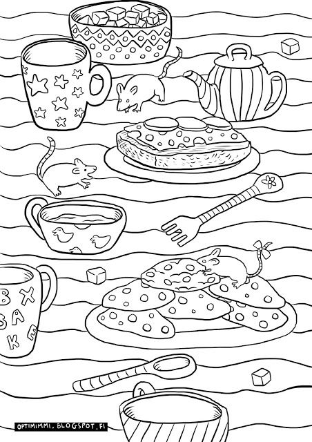 Mice on the table a coloring page hiiret pãydãllã vãrityskuva coloring pages free coloring pages adult coloring pages