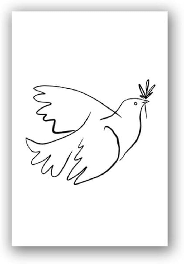 Pablo picasso dove of peace canvas painting animal line drawing art poster prints black white wall art pictures for living room minimalist home cor frameless wbr