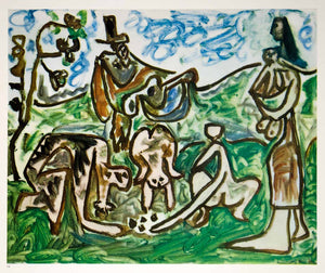 Photolithograph picasso nude figures art le dejeuner sur lherbe â period paper historic art llc