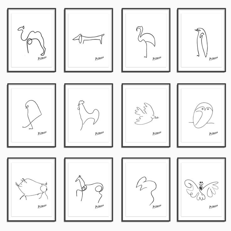 Picasso line drawings picasso prints set of animal sketches minimalist wall art picasso printables picasso wall art one line