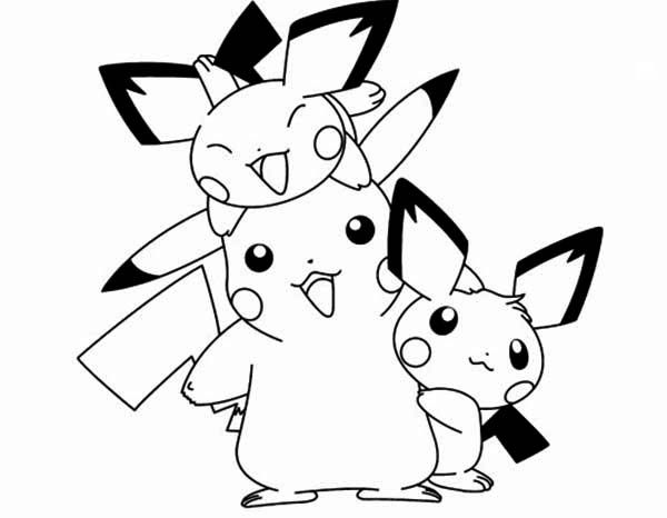 Pichu happy family coloring page color luna pikachu coloring page cartoon coloring pages pokemon coloring pages
