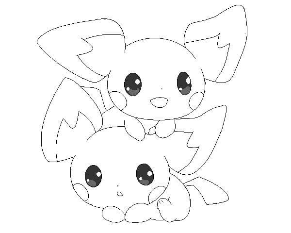 Two pichu coloring page