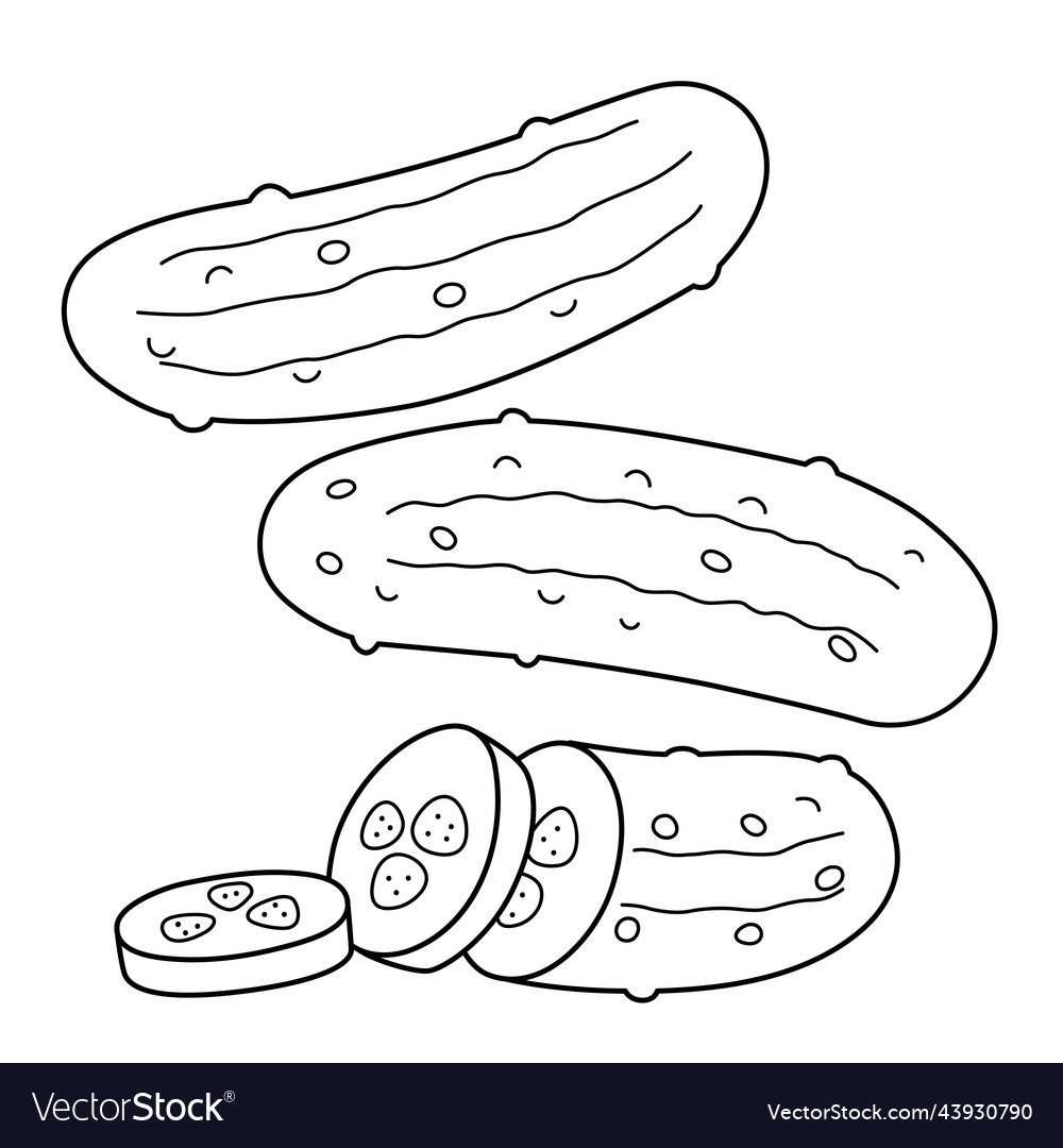 Pickle vegetable isolated coloring page for kids vector image