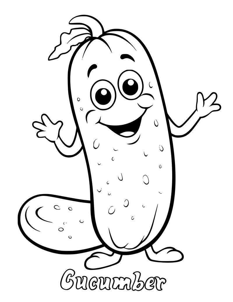 Cucumber coloring page drawing for kids and toodlers png images eps free download