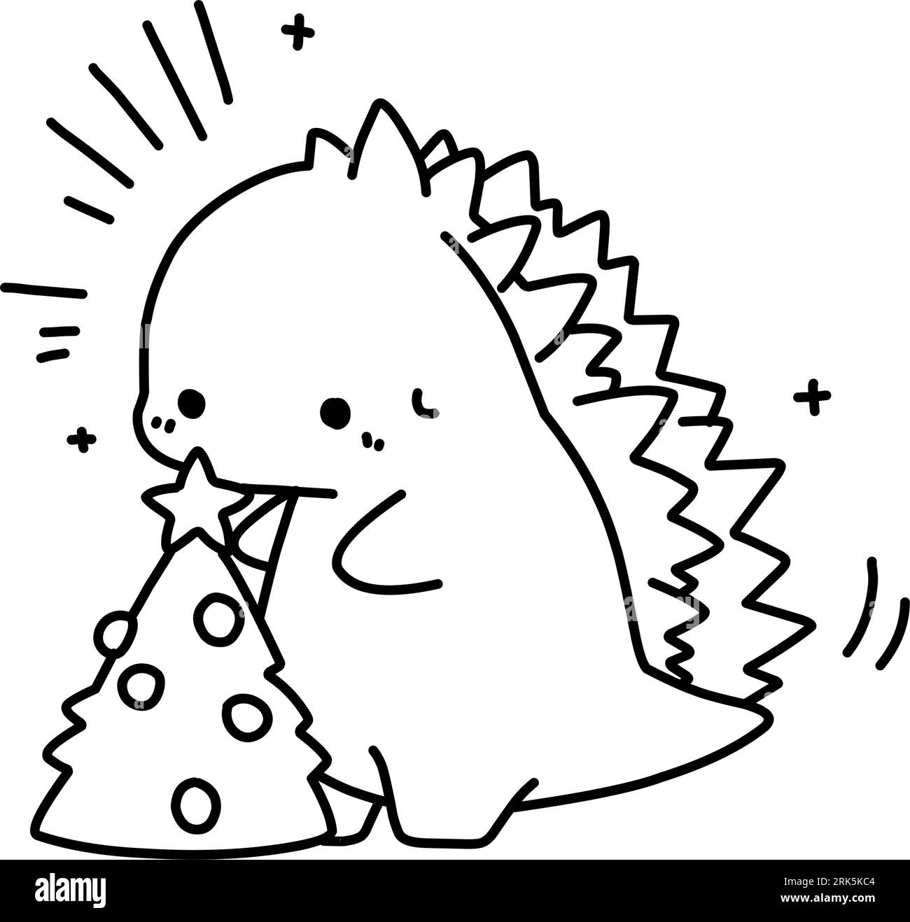 Little cute kawaii dragon coloring page for kids winter new year dragon stock vector image art