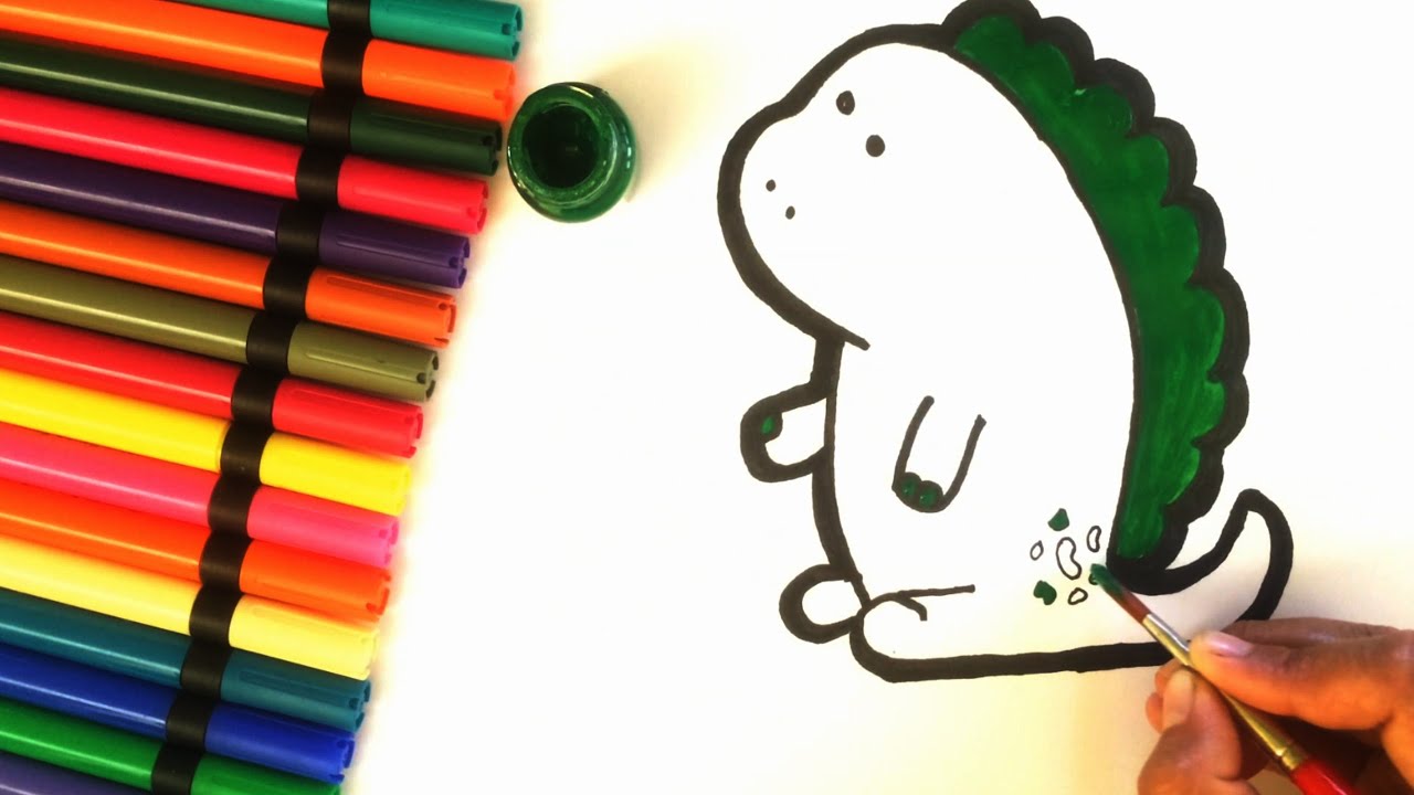 How to draw pickle the dinosaurcoloring page for kidsthe brain workshop