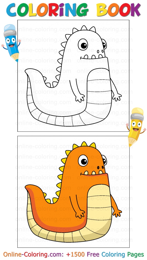 Funny monster free online coloring page