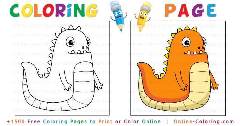 Funny monster free online coloring page