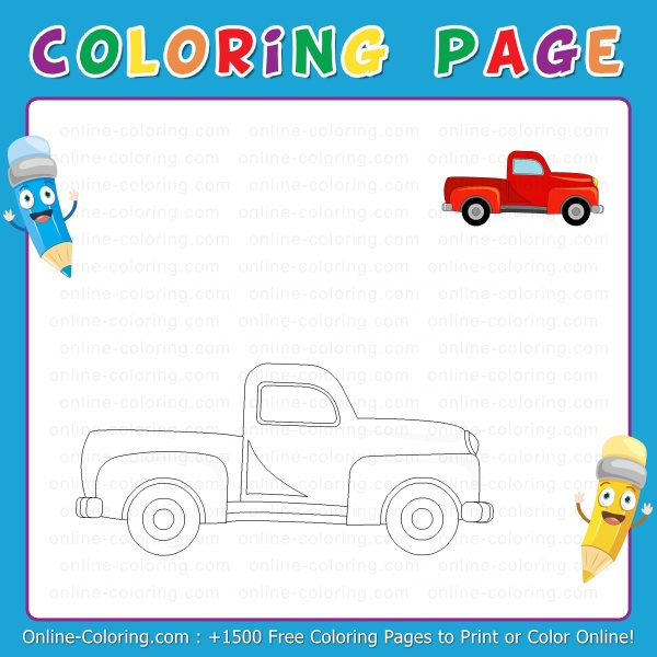 Pickup truck free online coloring page