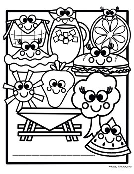 Picnic coloring pages booklet