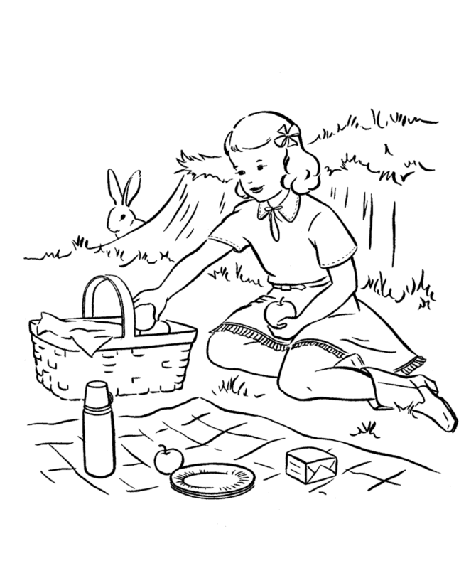 Spring children and fun coloring page