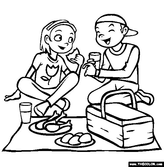 Picnic coloring page free picnic online coloring coloring pages online coloring family picnic