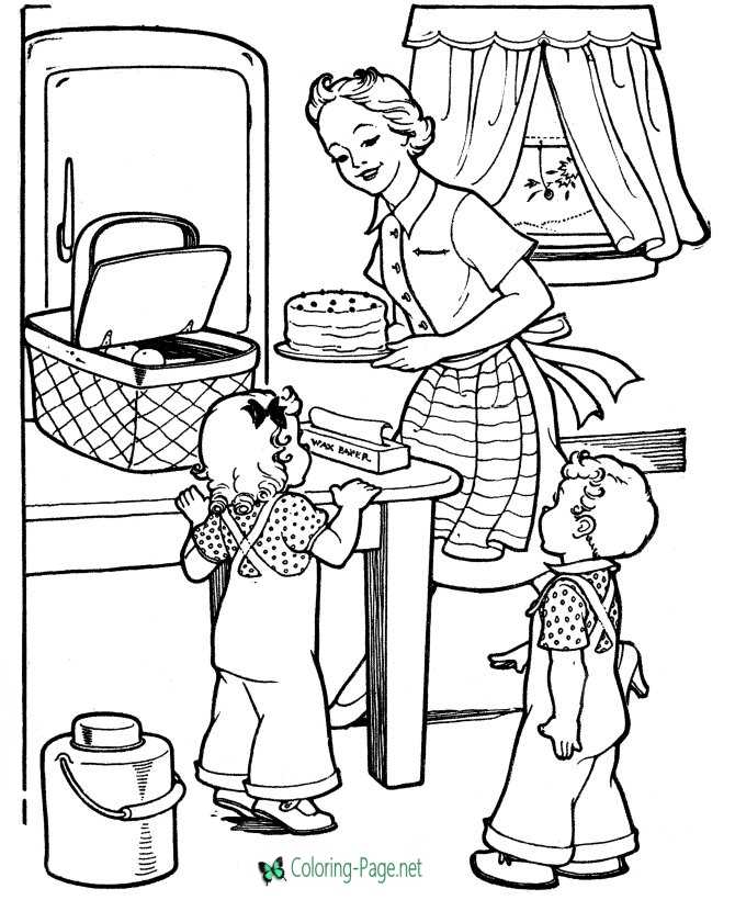 Grandparents coloring pages picnic basket