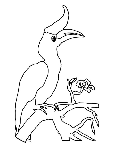 Dibujo de un pãjaro con una flor en el pico vector premium