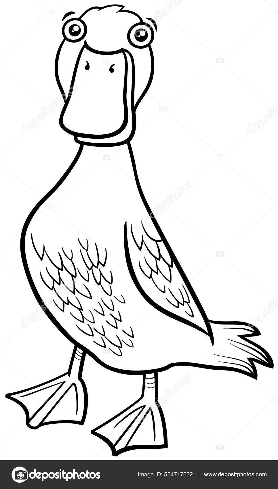 Dibujos animados blanco negro ilustraciãn pãjaro pãjaro granja carãcter animal vector de stock por izakowski