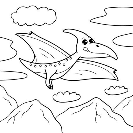 Pterodactyl dinosaur coloring page for child stock photos and images