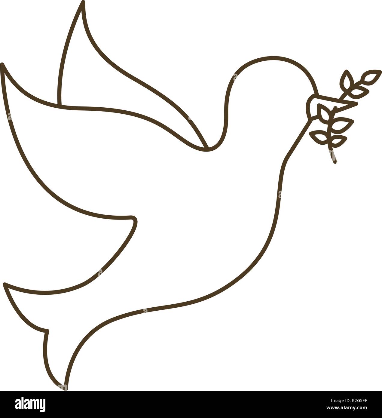 Pigeon with branch in its beak stock vector image art