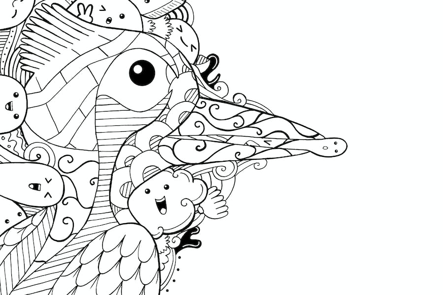 Picus pãjaro garabato illustrations objects incluyendo pico y verano