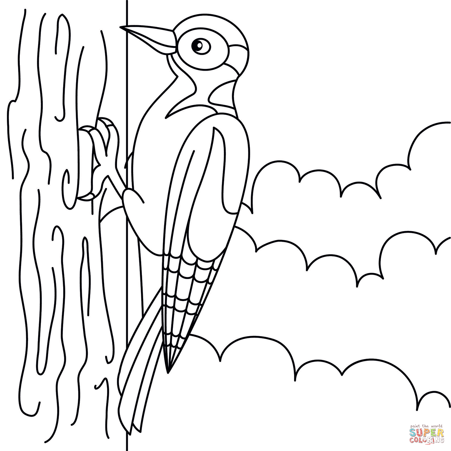 Woodpecker coloring page free printable coloring pages