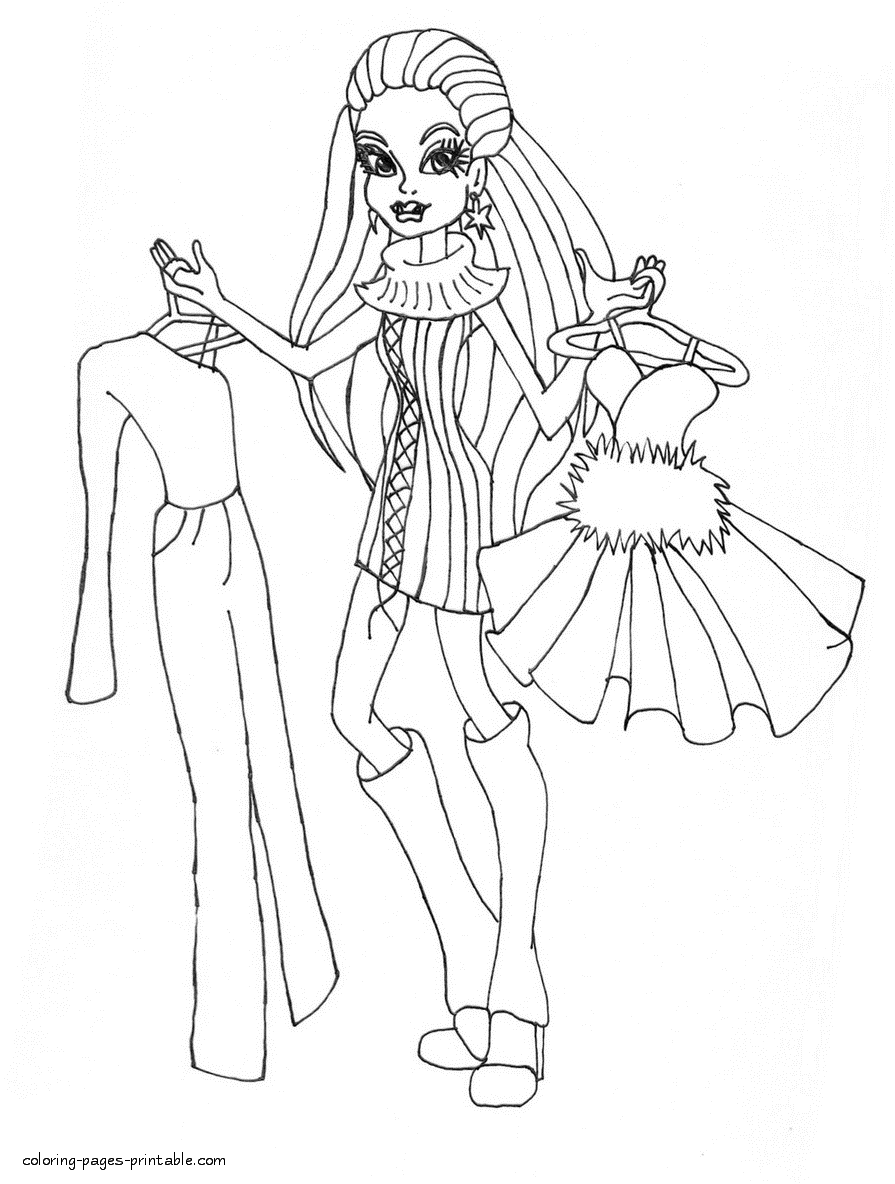 Monster high doll abbey coloring sheet coloring