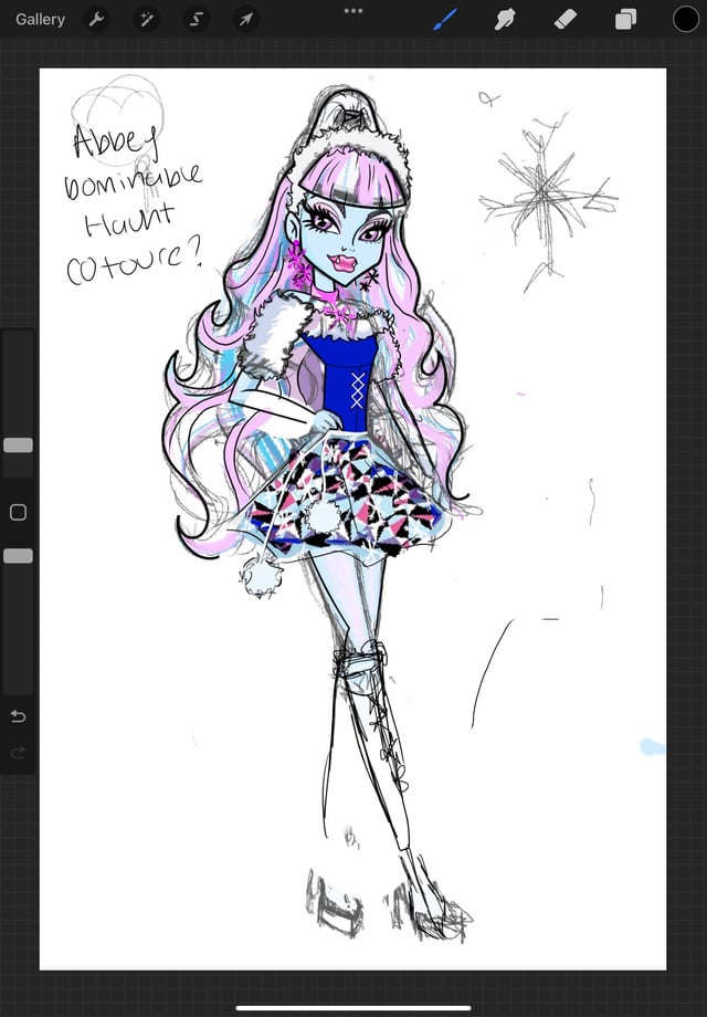 Abbey bominable haunt cotoure concept ignore how unfinished it is just a conceptsketch but any opinions tho im artistic i dont really understand fashion âsuggestions rmonsterhigh