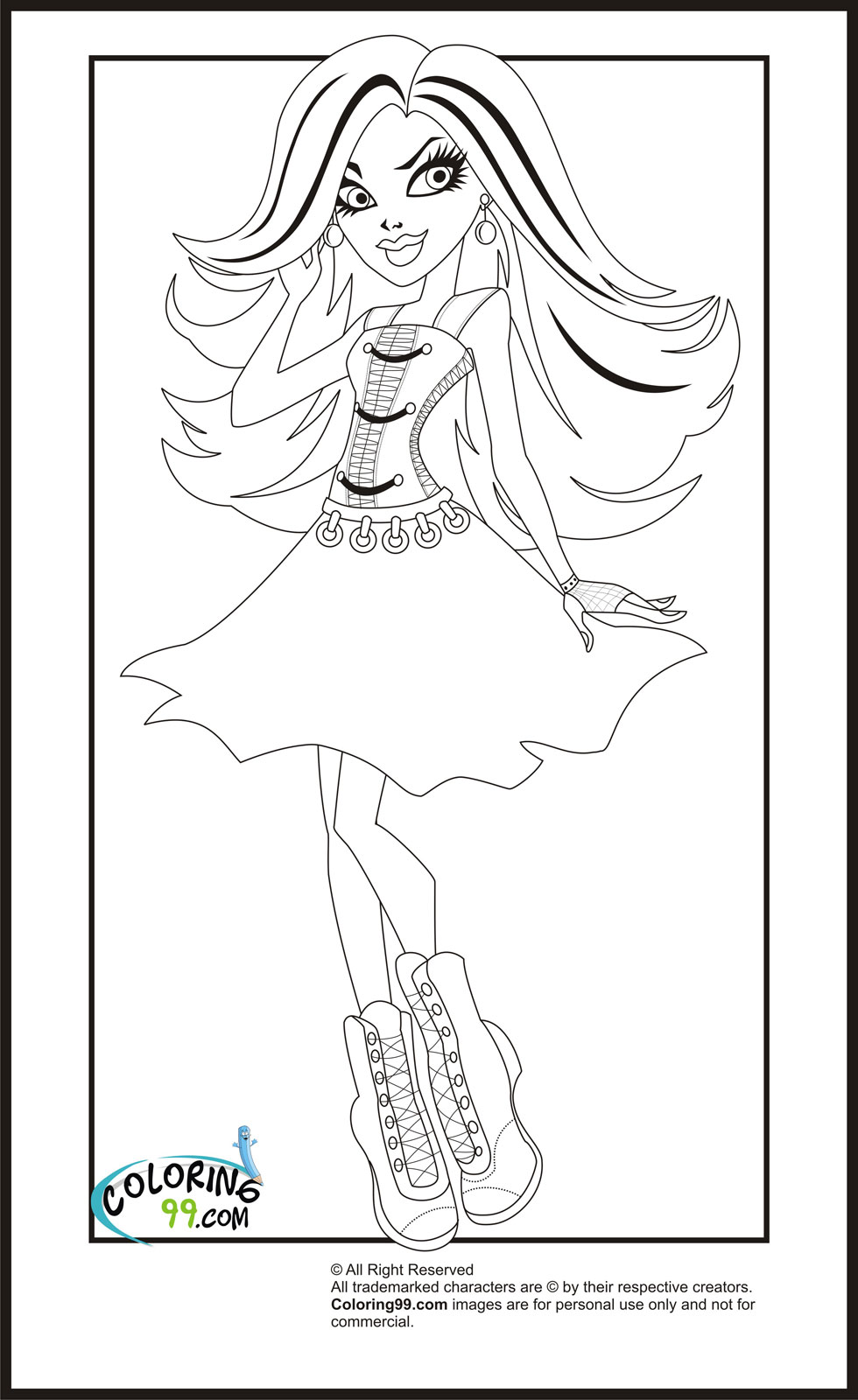 Monster high spectra vondergeist coloring pages team colors