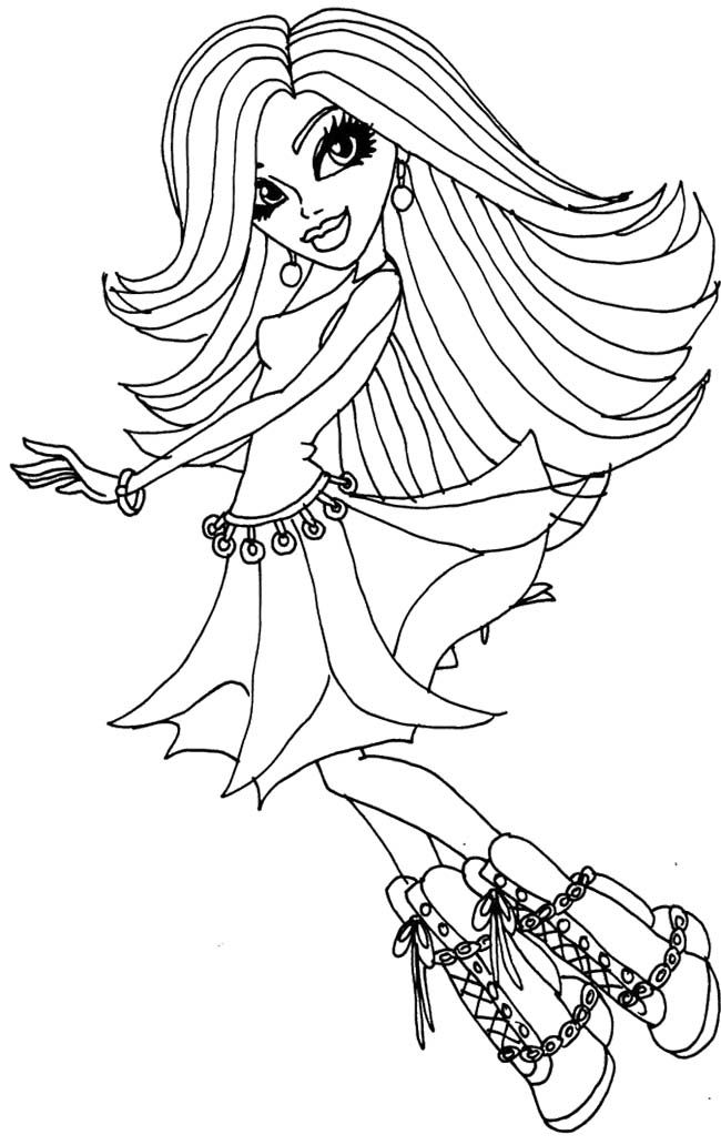 Monster high spectra vondergeist dancing coloring page pages ã colorier des animaux pages ã colorier mignonnes livre de couleur