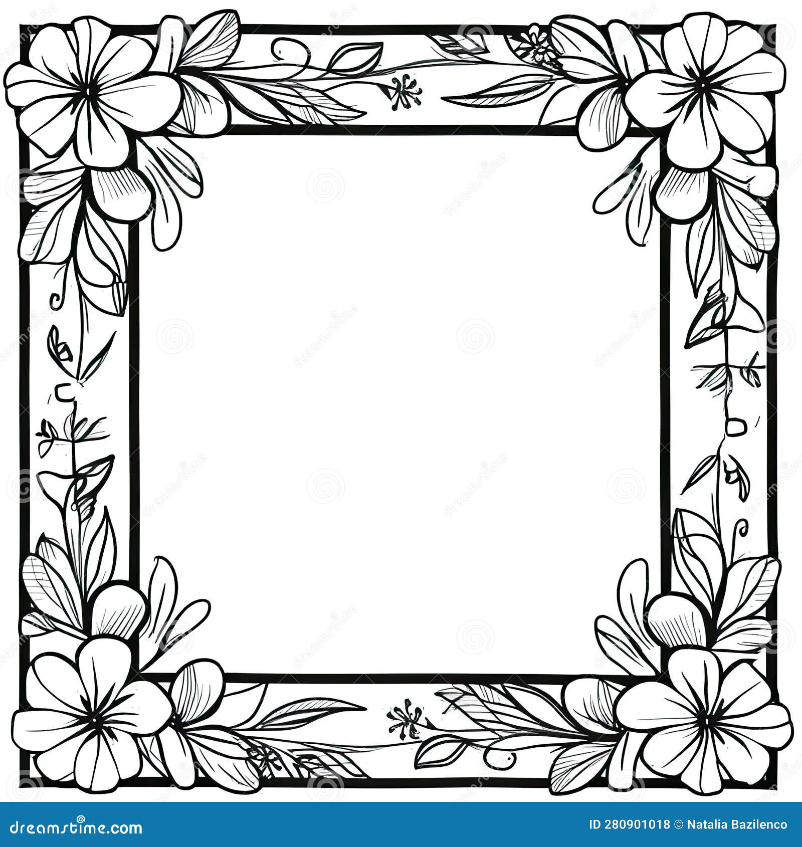 Border flower coloring page beautiful flower frame coloring page stock illustration