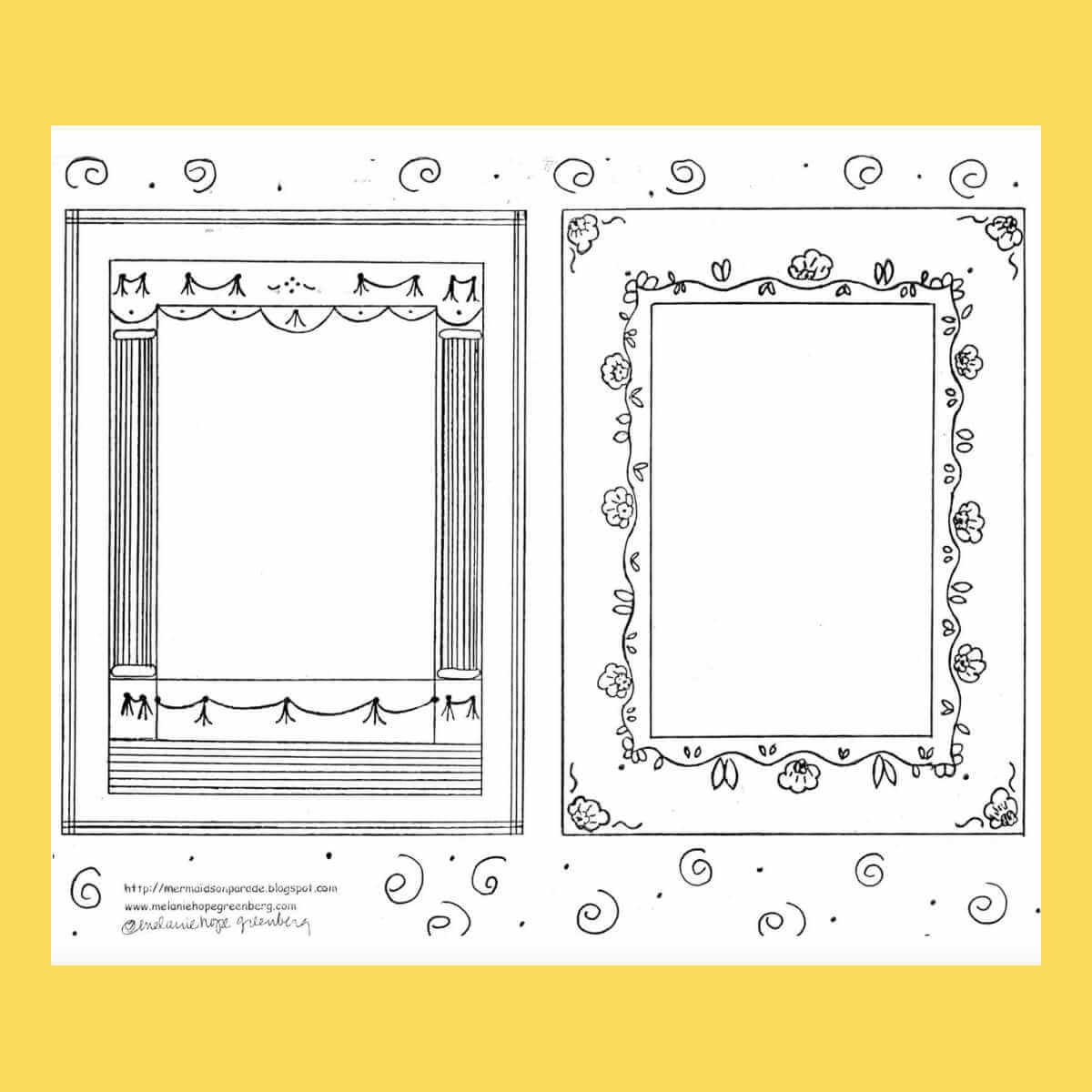 Two frames for school portraits coloring page