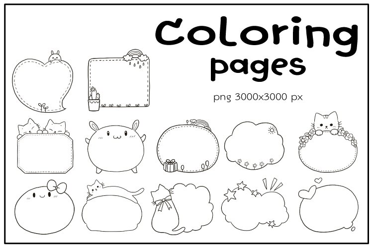 Frame cartoon cute kawaii doodle coloring page