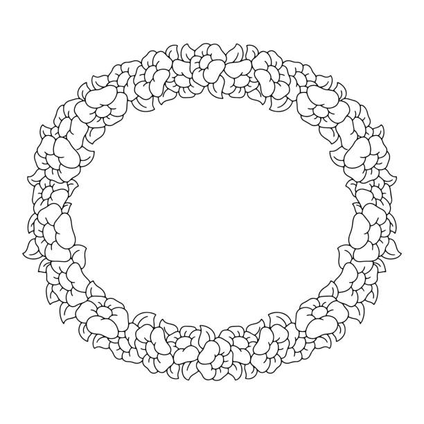 Beautiful flower frame coloring page design element for greeting card wedding invitation birthday vector illustration isolated on white background stock illustration