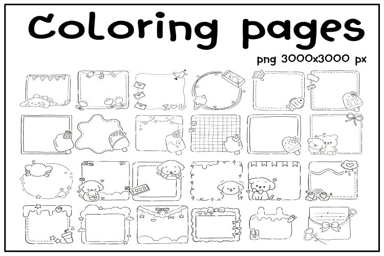 Frame cartoon cute kawaii doodle coloring page