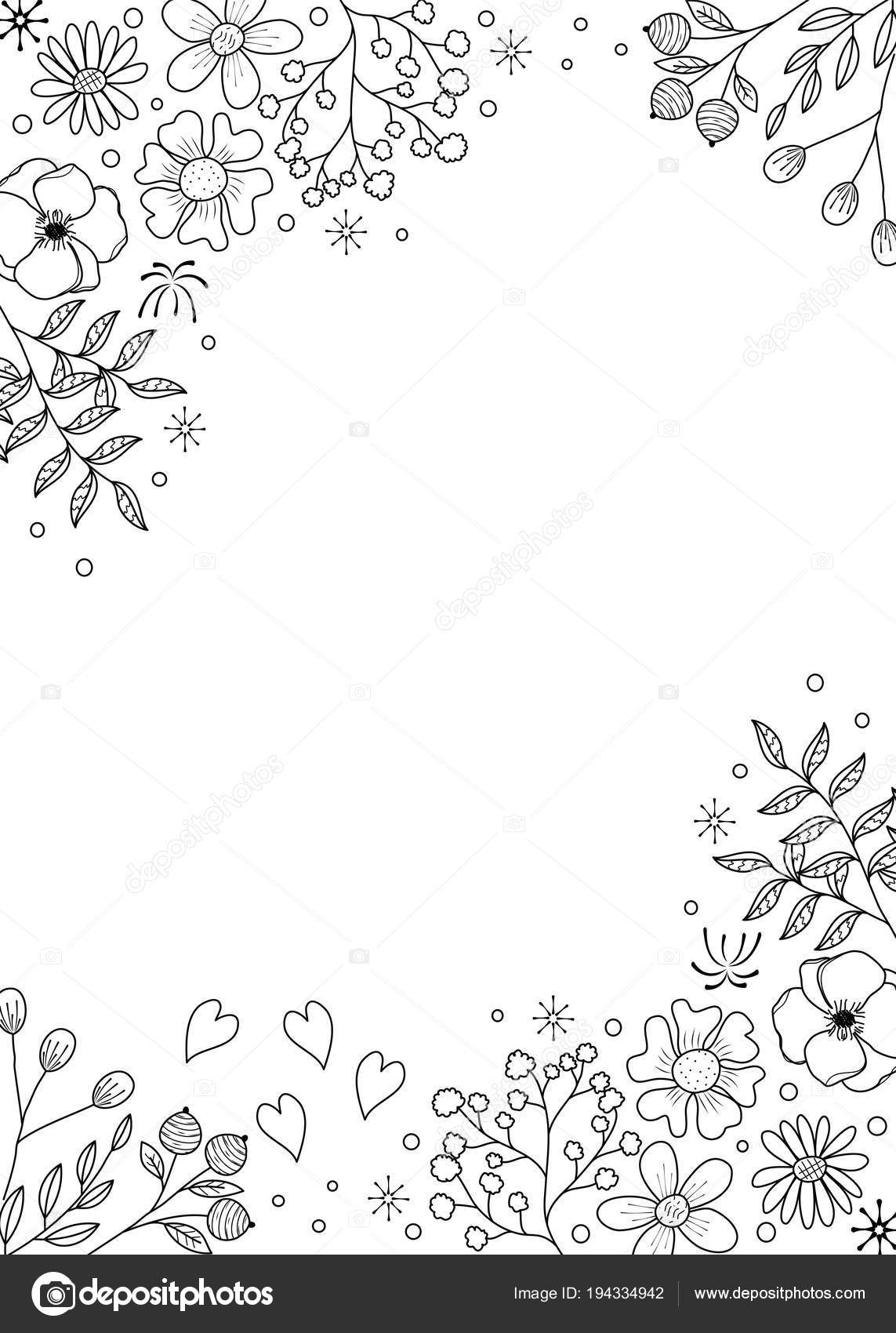 Flower frame coloring book adult doodle style vector illustration handdrawn stock vector by noonizen