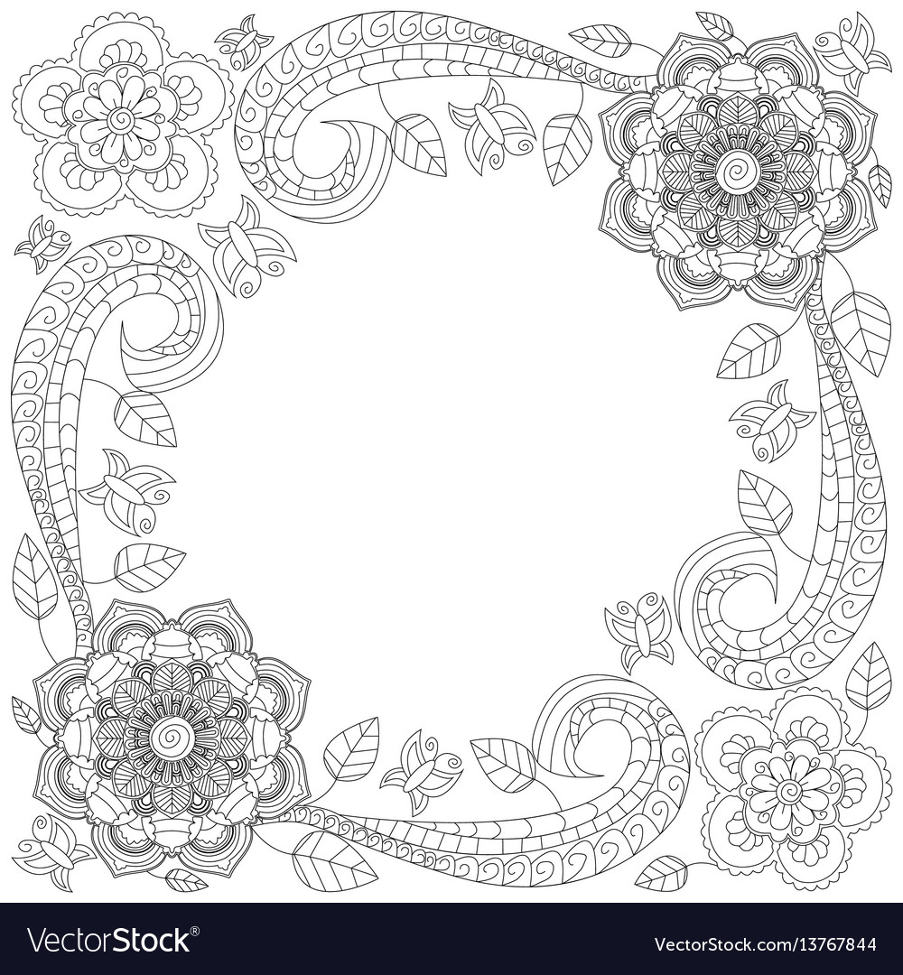 Flower frame coloring book royalty free vector image