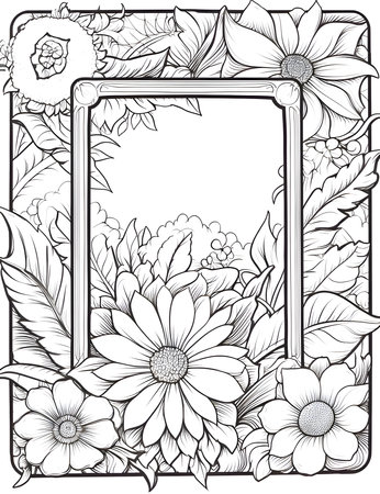 Flower frame coloring page stock illustrations cliparts and royalty free flower frame coloring page vectors