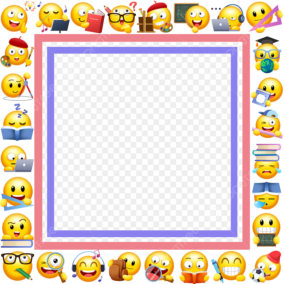 Emoji border png transparent emoji color border emoji expression learn emoji png image for free download