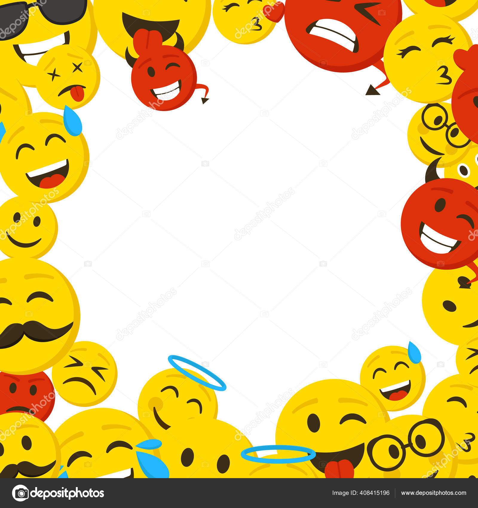 Cartoon color emoticons frame banner card vector stock vector by bigmouse
