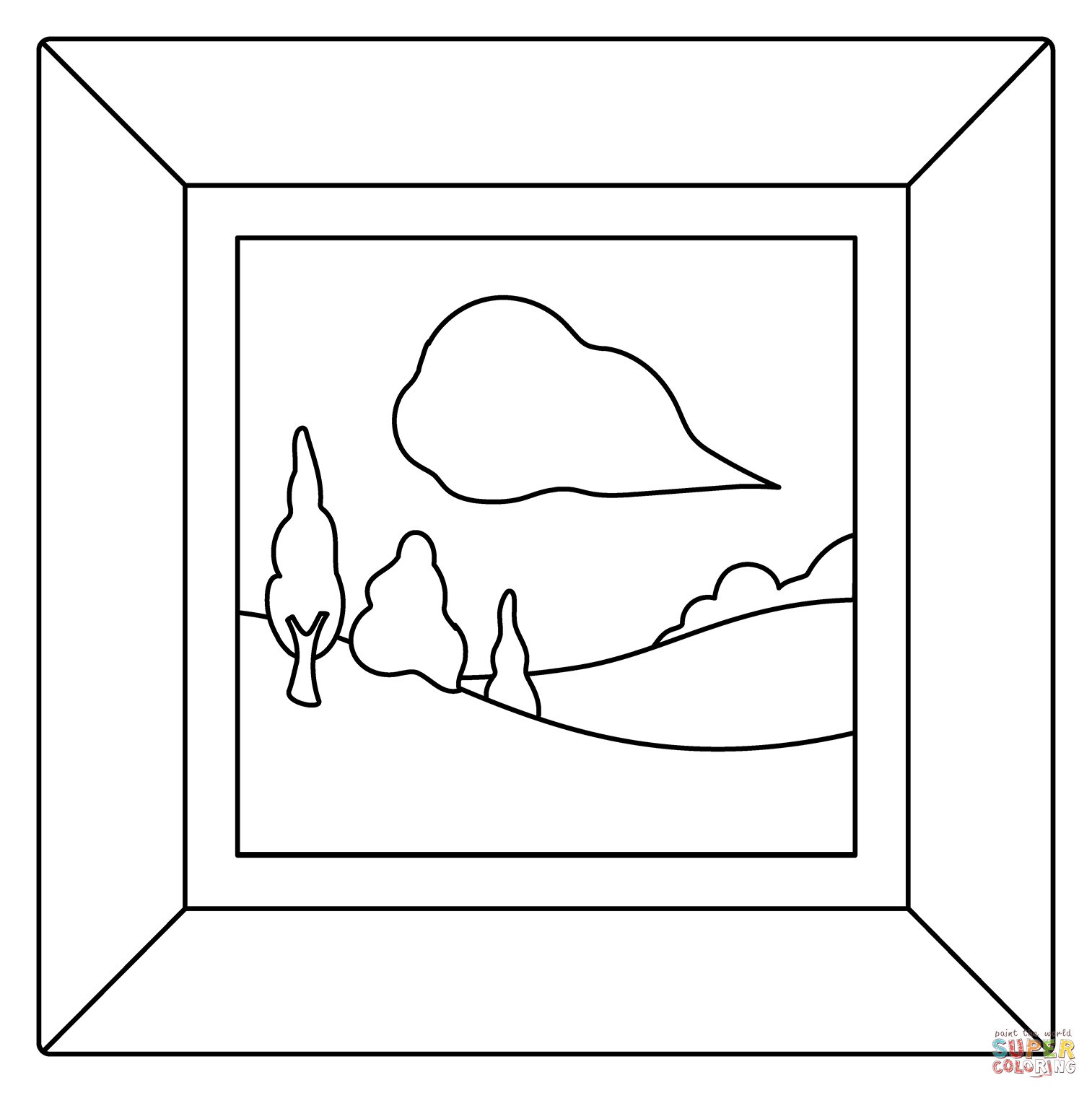 Framed picture emoji coloring page free printable coloring pages