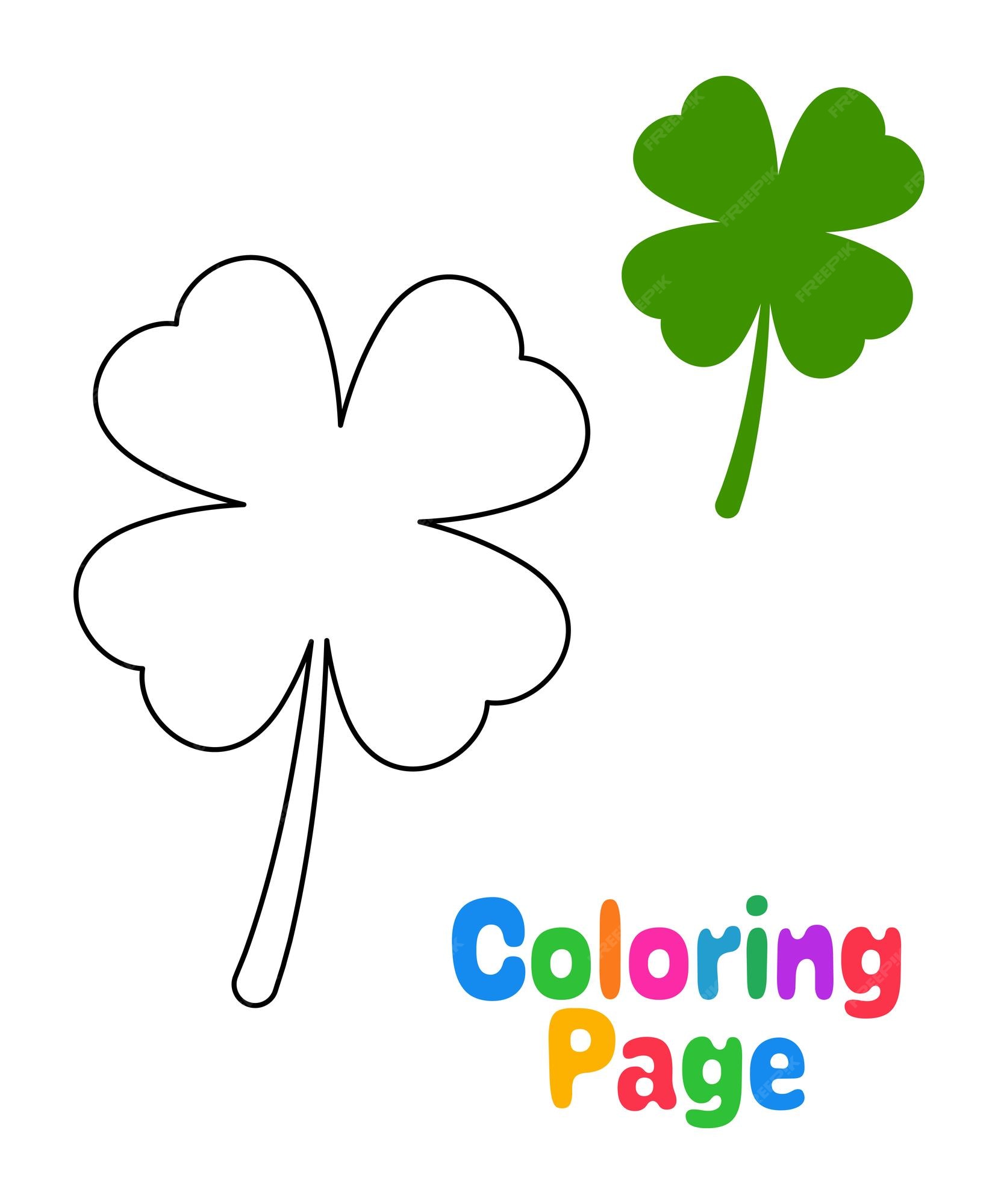 Premium vector coloring page with clover leaf for kids