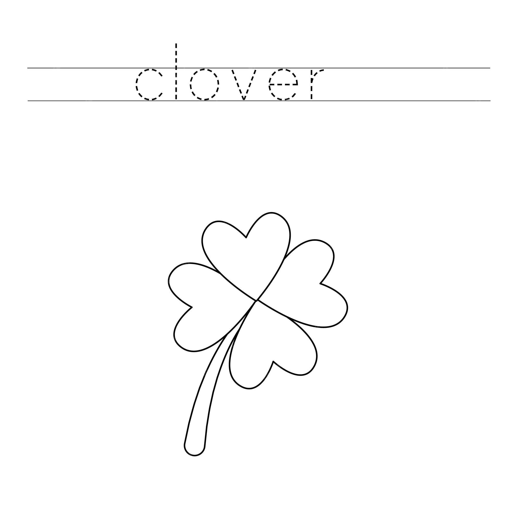 Premium vector trace the letters and color four leaf clover handwriting practice for kids