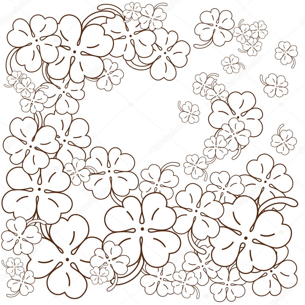 Adult coloring book page four leaf clovers hand drawn vector illustration stock vector by ukiartdesign