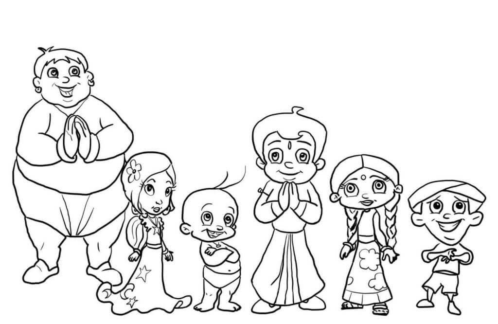 Cartoon characters chhota bheem coloring page