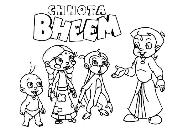 Chota bheem explain his plan coloring pages coloring pages art drawings sketches pencil hand embroidery design patterns