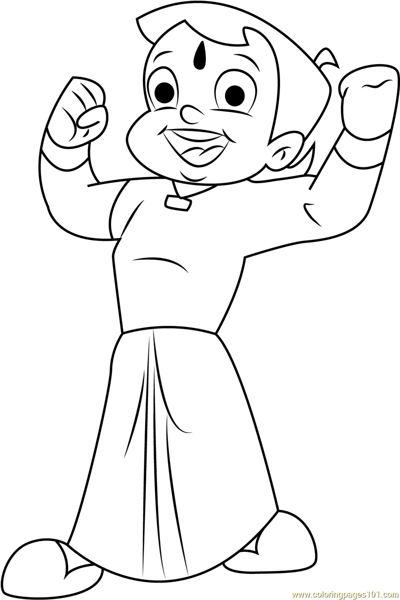 Happy chota bheem coloring page for kids