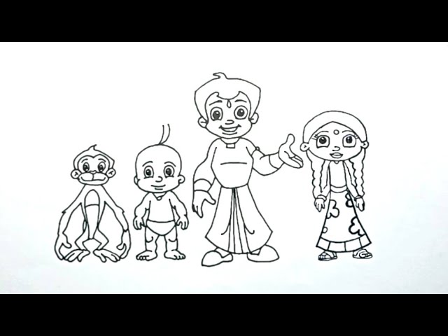 Chota bheem with friends colouring pages coloring book for kids